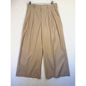 Madewell Pants Womens 8 Beige Pleated Wide Leg High Rise Dress Twill Workwear